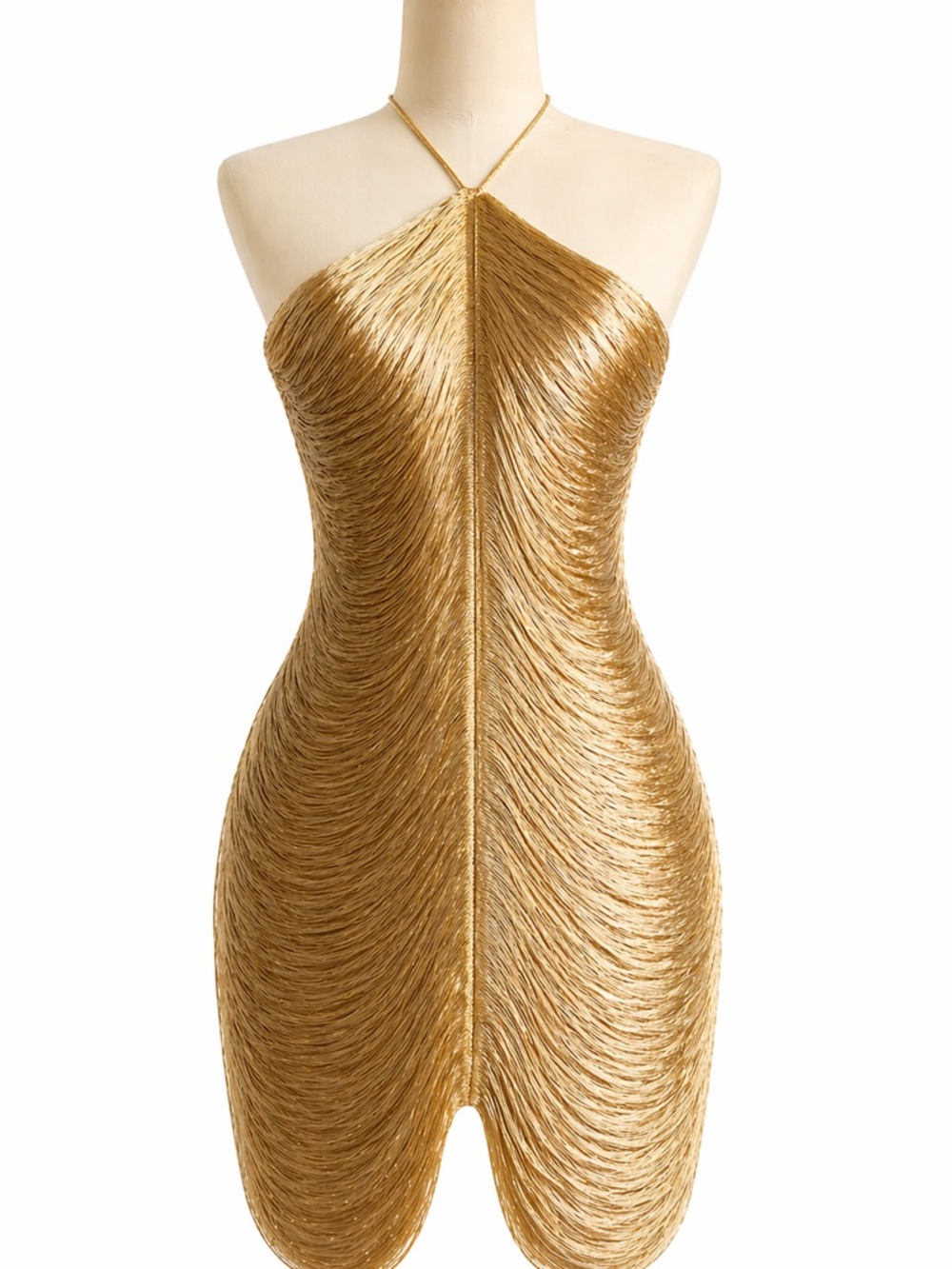 Gold fringe -Style Bodycon Dress